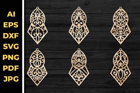 Earrings Jewelry Laser Cut Svg Bundle Graphic By Laijuakter