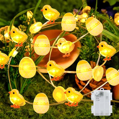 Gcstnn Easter Fairy Lights 66ft 20led Easter Egg Chicken String