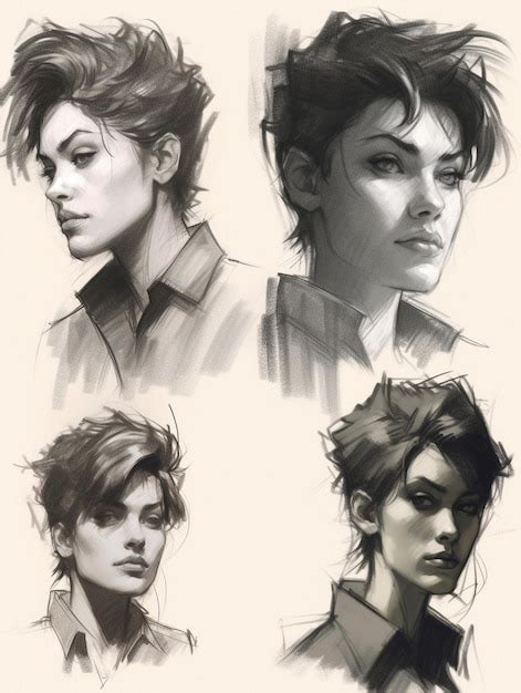 Premium AI Image | Woman face sketch close up illustration and hair style