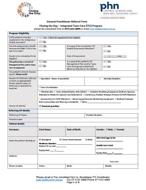 Fillable Online Professionals Ourphn Org Gp Referral Form Closing The