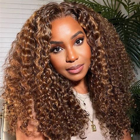 Nadula 13x4 Jerry Curly Lace Frontal Wig Piano Brown Highlight Wig Human Hair Wigs For Women Pre