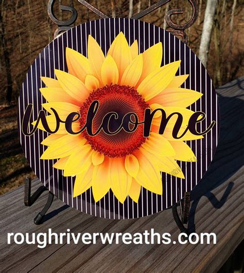 Sunflower Wreath Sign Sunflower Wreath Accent Sign Metal Etsy