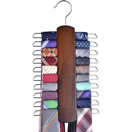 Amazon Upgraded Tie Rack Tie Hanger 24 Hooks Wooden Tie Organizer