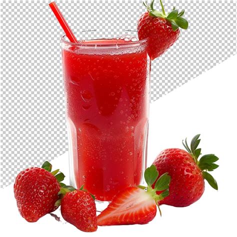 Premium PSD A Glass Of Strawberry Juice With Strawberries And