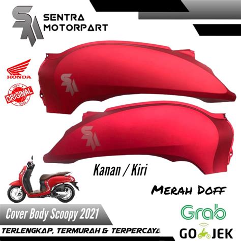 Jual Cover Body Bodi Kiri Kanan Scoopy New Prestige 2021 Merah Doff Dop