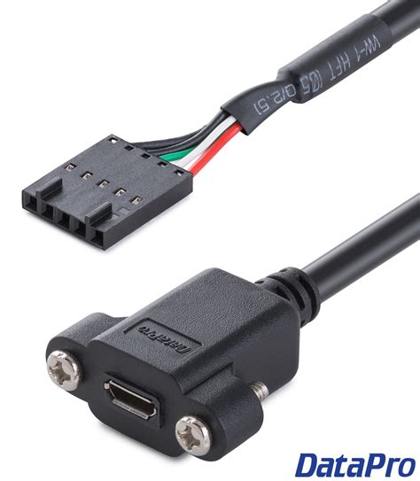 Panel Mount Usb 20 Micro B To 5 Pin Header Cable Datapro