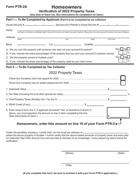 Form Ptr 2a Download Fillable Pdf Or Fill Online Homeowners