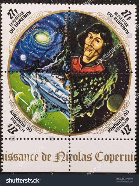 Four Stamps Postages Devoted Nicolaus Copernicus Stock Photo 33709114