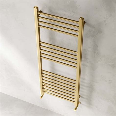 Barcelona Brushed Brass Straight Heated Towel Rail X Mm