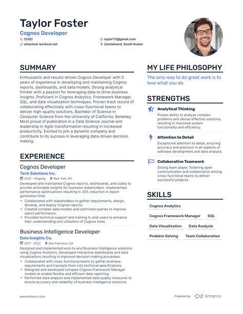 Successful Cognos Developer Resume Examples And Writing Tips For