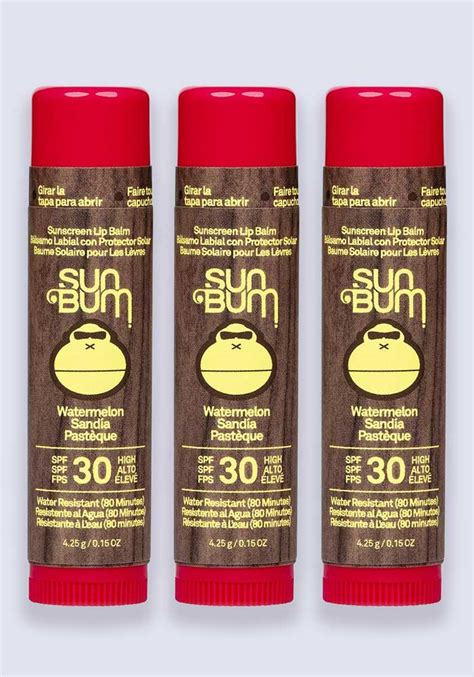 Sun Bum Original Spf 30 Sunscreen Lip Balm Watermelon 4 25g 3 Pack The Suncare Shop