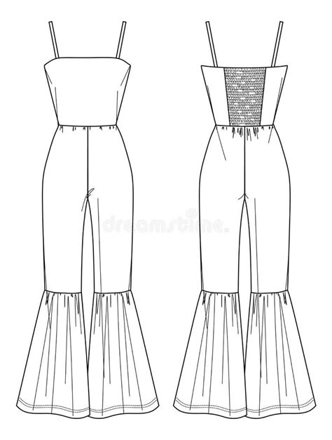 Jumpsuit Technical Drawing Stock Illustrations 336 Jumpsuit Technical