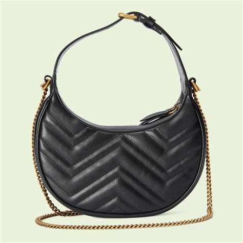 Gg Marmont Half Moon Shaped Mini Bag In Black Leather Gucci® Us