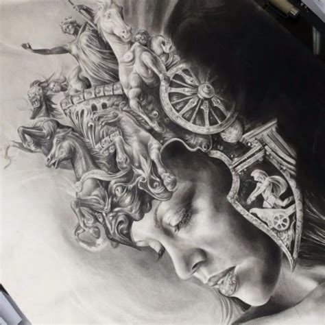 Here S A Few Close Ups Of The Chariot Drawing Graphite Ink