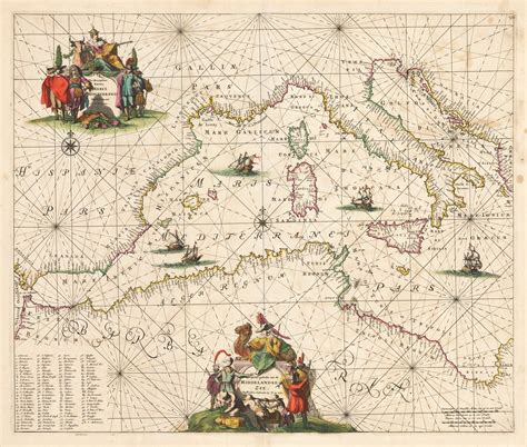 Vintage Sea Chart of the Western Mediterranean : theVintageMapShop.com – the Vintage Map Shop