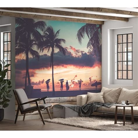 Peel And Stick Tropical Wall Mural Surfing At Sunset Removable Wallpaper Bed Bath And Beyond