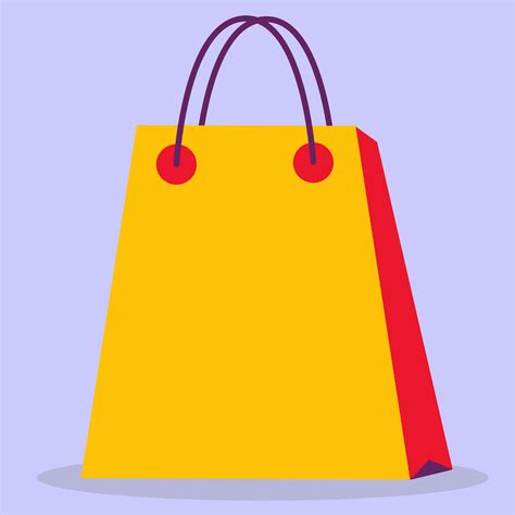 The Paper Shopping Bag Is Yellow Empty The Icon Of A Flat Shopping