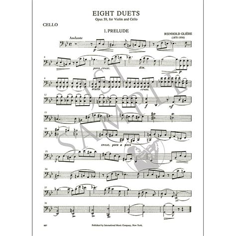 Eight Duets Op 39 For Violin And Cello Reinhold Gliere Johnson