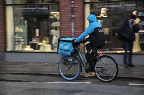 Wolt Partner Food Delivery Biker In Copenhagen Denmark Editorial