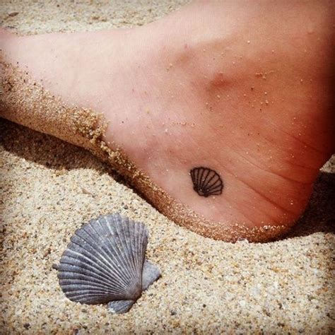 Tiny Shell Tattoo On Foot • Tattoo Ideas Zone Seashell Tattoos Shell