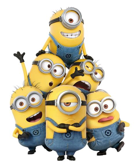 A Group Of Minion Minions Standing Next To Each Other In Front Of A