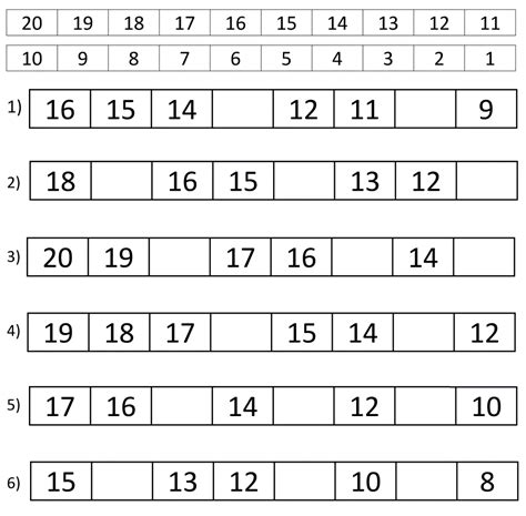 Counting Backwards From 20 Worksheet