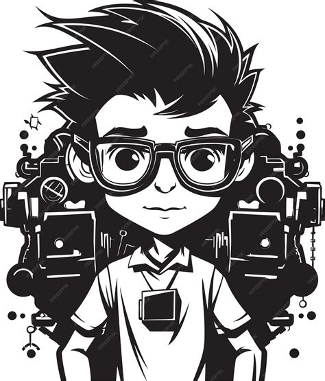 Cyber Tech Visionary Junior Black Logo Featuring Cyber Kid Future Tech
