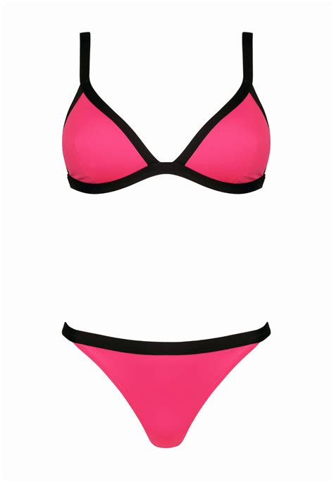 Różowe usztywniane bikini z lamówkami ML K Sklep Miss Lou