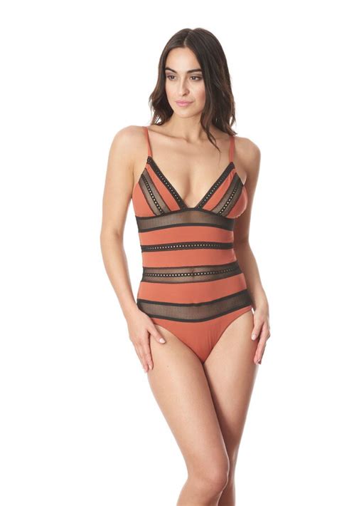 MISS BIKINI LUXE One Piece Swimming Costume With Net Trimmings