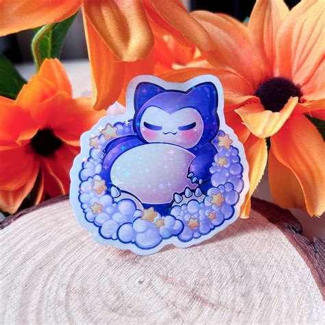 Snorlax Holographic Sticker Holographic Stars Sticker Cute Sticker