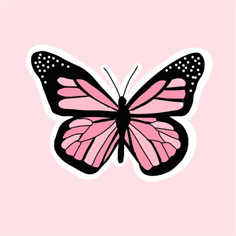 Pink And Light Pink Butterfly Sticker Perfect For Water Bottles And So