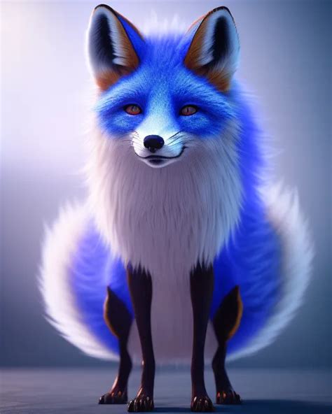 Big breasted blue furry fox, skinny , - AI Photo Generator - starryai