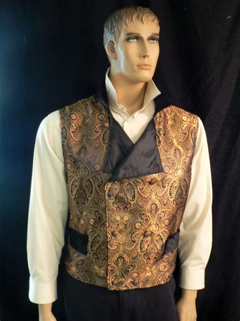 Hand Made Steampunk Victorian Mens Gold Brocade Vest By Khloes Custom