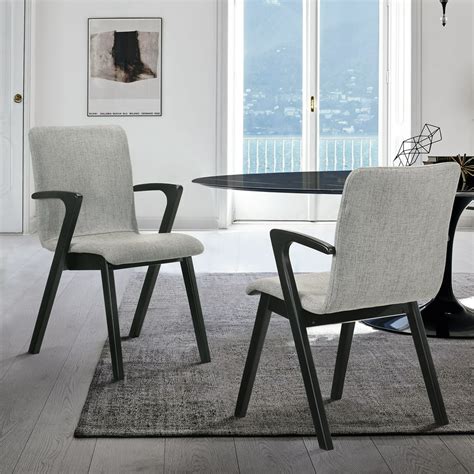 Varde Mid Century Modern Dining Accent Chair With Black Finish And Grey