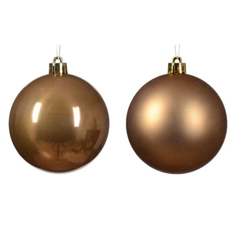 Decoris Shatterproof Baubles In Ginger Brown Pack Of