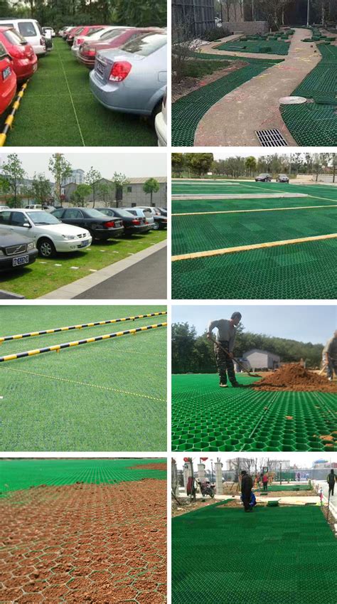 Plastic Grass Lawn Grid Driveway Grid Paver Polymer Hdpe Geocell Grass Paver 500mm 500mm Grass