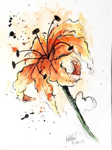 Watercolor And Ink Flowers at PaintingValley.com | Explore collection ...