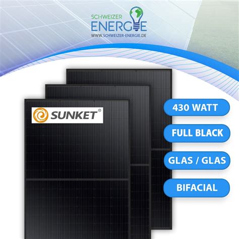 PV-Modul SUNKET 430 Watt GLAS / GLAS full black Solaranlage ...