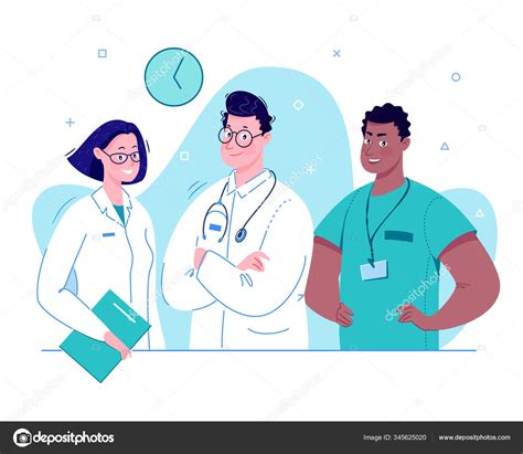 Equipa Médicos Ilustração Vetorial Estilo Cartoon Plano Ilustração por