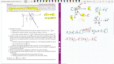 Mécanique Des Solides Séance 8 Dynamique De Solide Pendule Concours