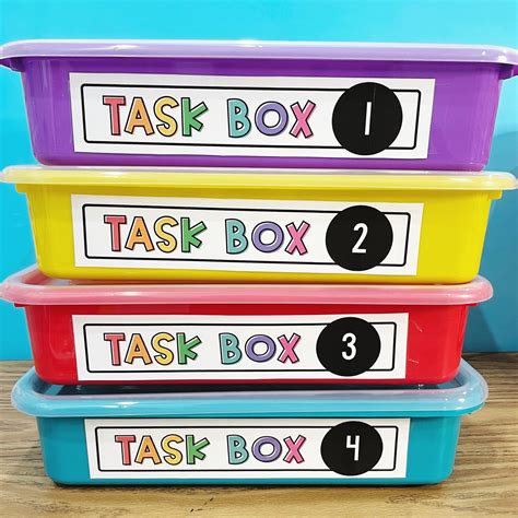 Task Boxes Morning Bins Labels Simply Kinder Plus