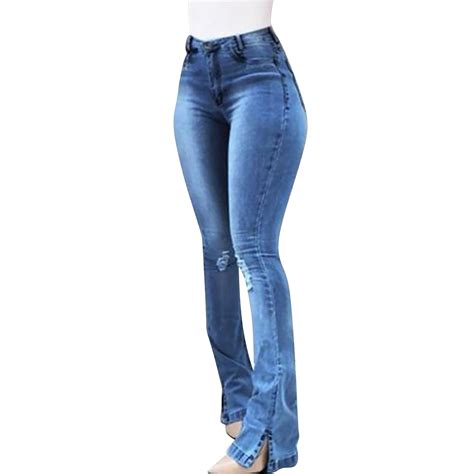 Outfmvch Jeans For Women Skinny Ripped Bell Bottom Jeans For Classic High Waisted Flared Jean