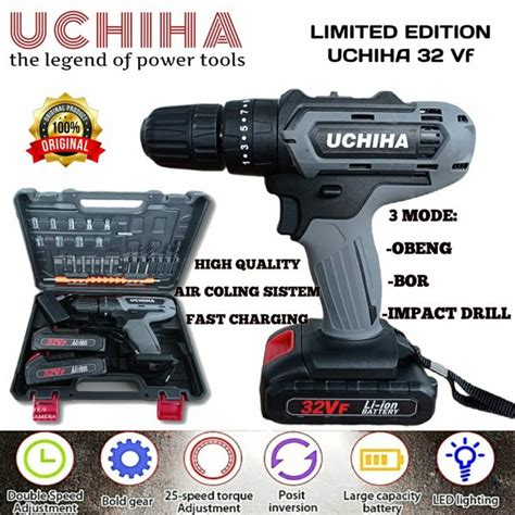 Jual Mesin Bor Baterai Cordless Impact Drill Merk Uchiha Mm Type Vf