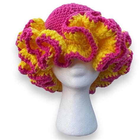 Crochet Ruffle Hat Crochet Ruffle Brim Hat Crochet Hat Etsy