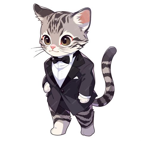 Premium Vector | A picture of a cat wearing a tuxedo and a bow tie.