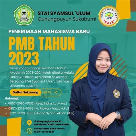 STAI SYAMSULULUM GUNUNGPUYUH SUKABUMI BUKA PENDAFTARAN MAHASISWA BARU