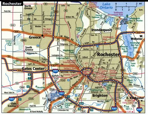 Rochester city road map for truck drivers area town toll free highways ...