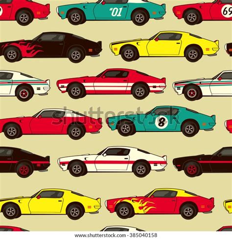 American Muscle Classic Racing Car Seamless Stock Vector Royalty Free