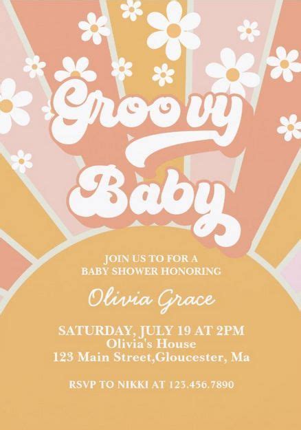 Groovy Baby Retro Sunshine Daisy Baby Shower Invitation Zazzle