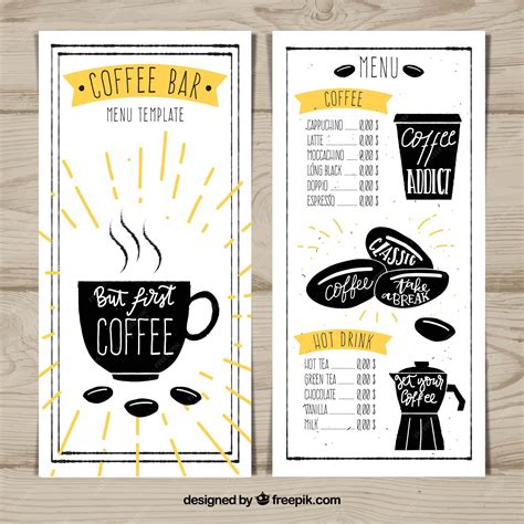 Premium Vector | Coffee bar menu design